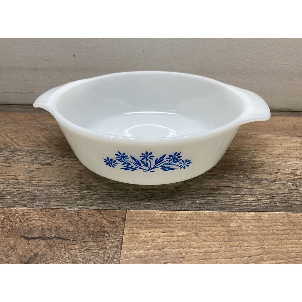 fire king blue cornflower Vintage 1 Quart 436 7.5 Round Anchor Hocking Casserole